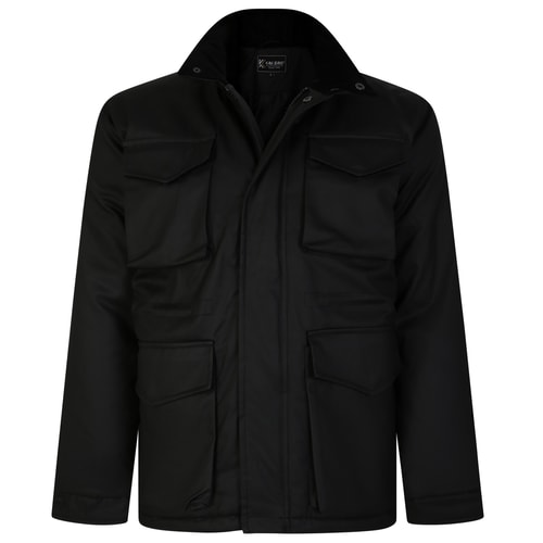 KAM Casual Wax Look Jacke Schwarz